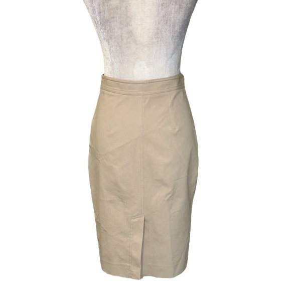 Diane Von Furstenberg Khaki Stretch Patch Pocket Zip Front Midi Pencil Skirt   4 - Picture 10 of 15